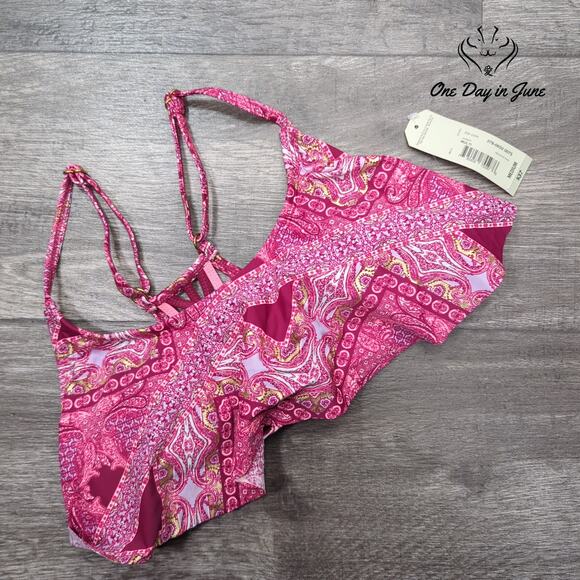 Arizona Jean Co. Juniors Ruffle Cage Back Bikini Top Size M - Picture 1 of 4